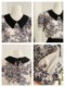 Ink printing doll collar puff sleeve chiffon shirt short-sleeved shirt women's summer design niche fashionable shirt top
