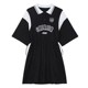 Polo neck summer new short-sleeved dress for women's college style two-wear T-shirt skirt can be slid and casual loose A-line skirt