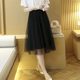 Mesh skirt for women in summer 2025 new thin high-end high-waisted and slim A-line small mid-length pleated skirt