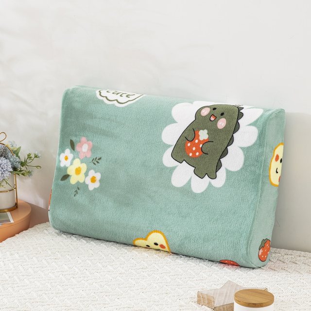 Autumn and winter milk velvet printed latex pillowcase pair thickened student pillowcase single children's memory foam pillow core cover