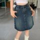 Large size retro high waist A-line denim skirt for women in summer new style fat girl high waist belly-covering and slimming midi skirt