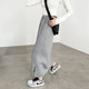 Gray skirt for women 2025 new spring and autumn high waist A-line hip midi skirt tensile straight slit sweat skirt