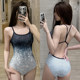 New triangular one-piece swimsuit for women with backless and belly slimming, conservative low-crop racing swimsuit for swimming pool