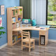 Solid oak desk bookshelf integrated corner computer desk home writing desk bookcase combination bedroom student study table