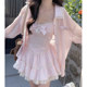 Pure and sexy hot girl suit for women 2025 spring and autumn Korean long-sleeved shirt jacket suspender vest high-waisted skirt