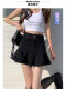 Black denim skirt for women summer American high waist A-line pleated small hip hot girl skirt fishtail skirt
