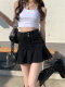 Black denim skirt for women summer American high waist A-line pleated small hip hot girl skirt fishtail skirt
