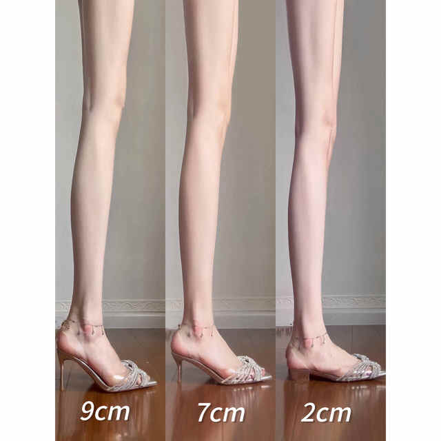 Missijia pointed toe PVC transparent sandals for women 25 summer new style rear-air rhinestone stiletto heels banquet dress shoes
