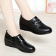 Wedge-heeled leather mother shoes soft sole non-slip middle-aged women's single shoes mid-heeled red middle-aged leather shoes comfortable round head
