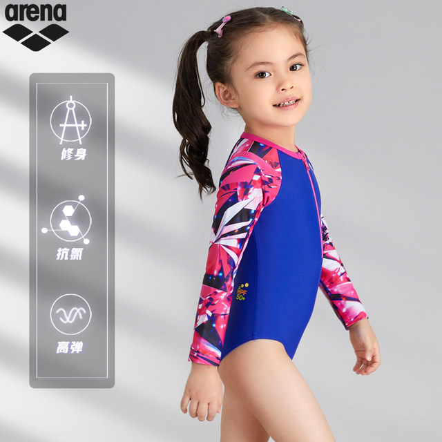 arena Arena's new girls' long-sleeved one-piece triangle sun protection swimsuit teenagers beach swimwear