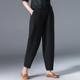 Cotton and linen wide leg pants for women summer 2024 loose large size white harem pants slim casual black nine-point lantern pants