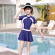 Children's swimsuits, girls' body dress, short-sleeved flat corners, medium-sized, big boys, girls, students' professional training swimsuits