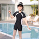 Children's swimsuits, girls' body dress, short-sleeved flat corners, medium-sized, big boys, girls, students' professional training swimsuits