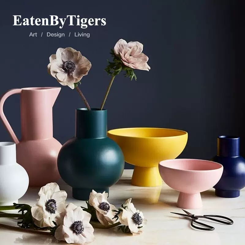 丹麦进口raawii彩色陶器花瓶花器插花北欧设计日式ins 样板房