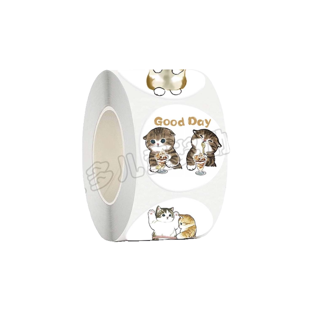 Children's cartoon reward stickers cute shark cat toy pocket decoration material round stickers 2.5cm