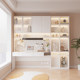 Desk and bookcase integrated wall study study computer desk with bookshelf bedroom student home office writing desk