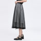 sdeer San Diosha elastic skirt for women's mesh splicing irregular A-line long skirt S22281117
