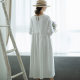 Reminiscing the old spring knitted dress for women long sleeves 2025 new white long skirt early spring pure cotton skirt