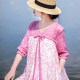 Spot retro pink dress for women summer print loose long skirt for centre sleeves