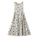Spot linen embroidered sleeveless dress for women long skirt 2024 summer round neck vest skirt