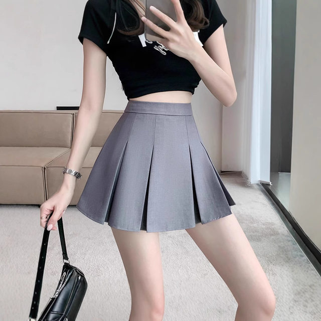
Black pleated skirt for women in spring and autumn summer 2024 new hot girl miniskirt, small high-waisted slim suit