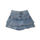 Sunshine girl anti-exposure double-layer hot girl denim skirt large size high waist a-line cake ruffled miniskirt