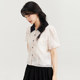 D.SIGN contrasting lapel printed shirt for women 2025 summer new puff sleeve loose age-reducing small shirt