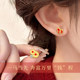 Chinese gold central creation year of the horse animal year earrings sterling silver red agate earrings female birthday gift for girlfriend S925