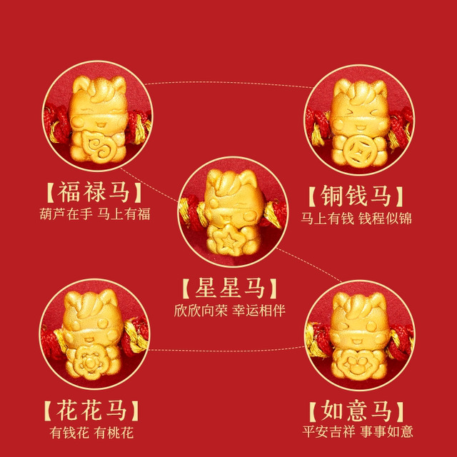 China Gold Central Chuang Zodiac Year Red Bracelet Wufu Horse Bracelet Women's Sterling Silver 999 Birthday Gift for Girlfriend