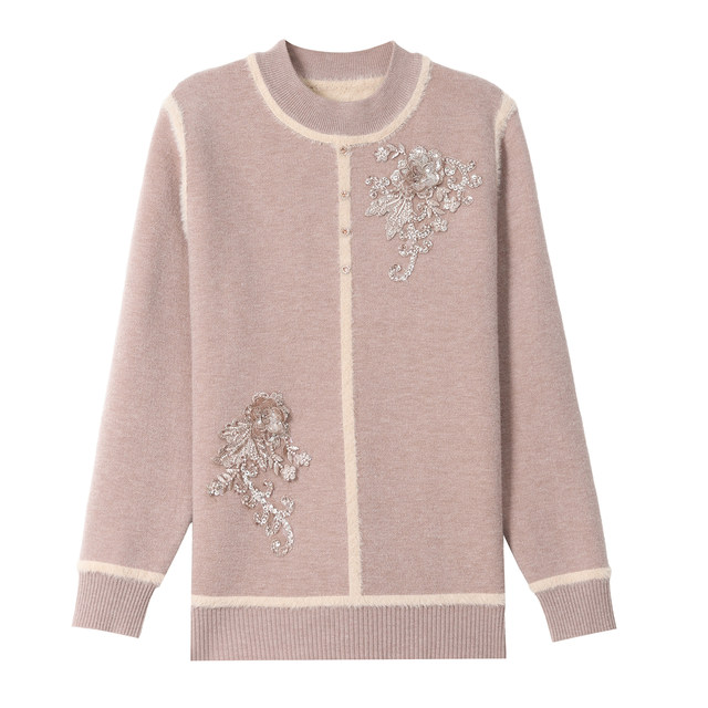 
Mom's winter clothing 2025 new velvet thickened sweater middle-aged and elderly women's all-in-one velvet knitted wool bottoming shirt top