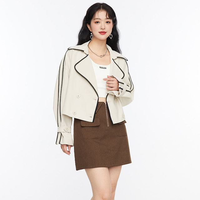 GW large-size women's clothing 2025 autumn and winter new jacket jacket light color slightly fat mm flesh covering and slimming and versatile small top for women
