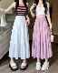 2024 spring and summer new pleated skirt for women with high waist versatile A-line skirt covering hips and making a slim fairy long skirt
