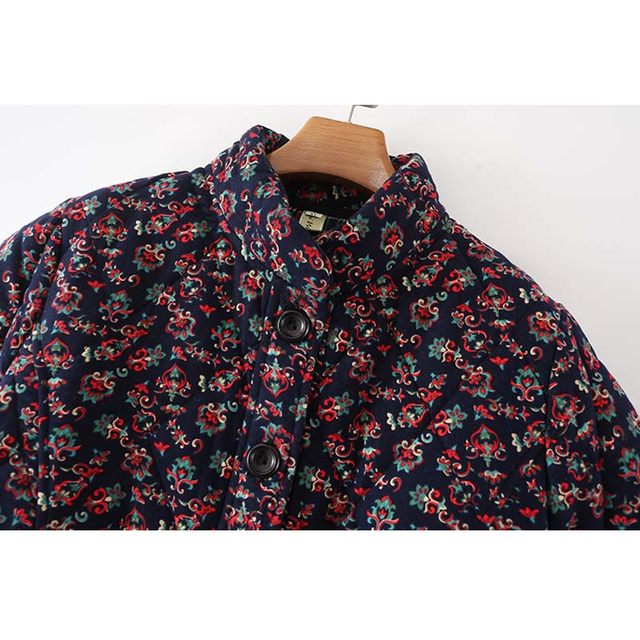 Middle-aged and elderly mothers floral cotton-padded jacket, short-sleeved vest coat, large size stand-collar cotton coat, autumn and winter grandma outfit, old lady cotton coat