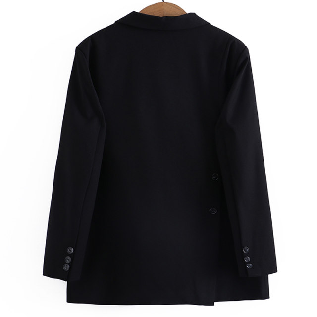 Large -size women's black temperament suit, fat sister, two capsules, British style, commute, casual suit loose version

