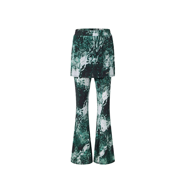 LEDIM WANG camouflage thin flared skirt and pants for women printed elastic casual drooping trousers elastic waist to show long legs