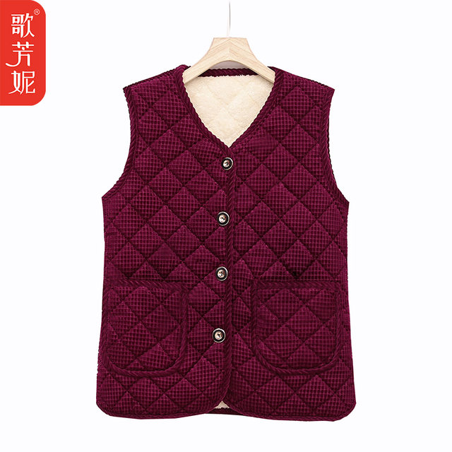 Mom's velvet thickened vest cotton coat winter new middle-aged women's clothing large size warm grandma vest cotton clothing middle-aged and elderly