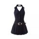 Niche design couple outfit summer 2025 Korean short-sleeved T-shirt women's dress French dress one dress one dress ins trendy
