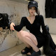 2025 spring new base skirt hot girl short skirt nightclub V-neck pleated slim hip-pack sexy dress for women