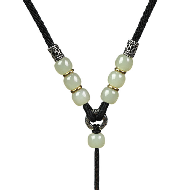 Everything goes well Hetian jade pendant rope jade pendant Guanyin lanyard Pixiu peace buckle necklace rope adjustable red rope