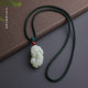 Purely handmade no interface design fixed pullover lanyard pendant rope Dzi bead jadeite and Hetian jade Pixiu necklace rope