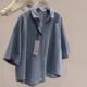 Large size 300 Jin [Jin equals 0.5 kg] Retro casual polo neck denim short-sleeved shirt for women in summer fat mm loose design top