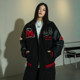 Makemore Jacket Men's Spring and Autumn Woolen Embroidered Lapel Thickened Baseball Suit American Red Trendy Cotton Suit Women