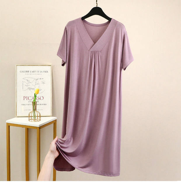 Beautife Women's Plus Size V Neck Midi Dress | Ribbed Knit Short Sleeve Belted A-Line Summer Dress - View #7