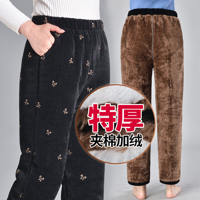 Old lady plus velvet pants for women thickened mother pants for cotton pants for winter warmth and thick elderly pants for old lady pants for outside wear
