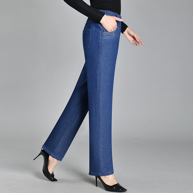 Winter velvet jeans for women, warm pants for middle-aged and elderly people, large size elastic waist pants, granny pants, old lady pants