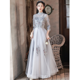 Chinese Style Cheongsam Custom Wedding Dress Women 2023 New Style High-end Host Welcome Ceremonial Evening Dress Annual Meeting