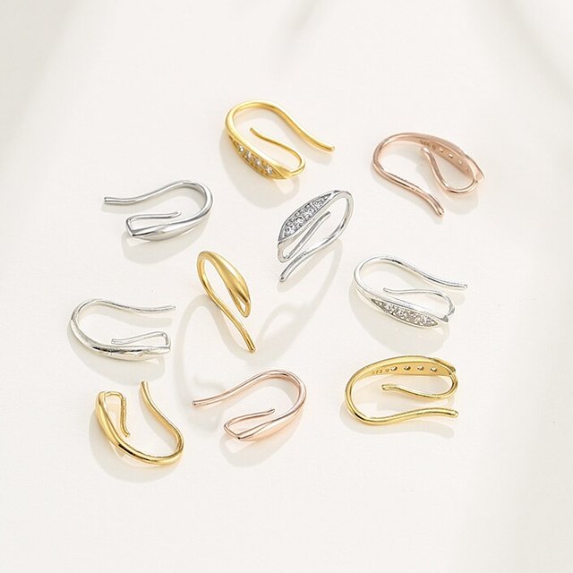 925 sterling silver earrings accessories DIY handmade pearl ear hook ear hook earrings 18K gold ear decoration material