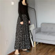 Clothes reading technique covers the skirt A-line skirt Polka dot printed high-waist cake skirt Large swaying autumn and winter to ankle long skirt