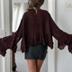 European and American shirts for women long sleeves loose layered ruffle brown 2025 summer casual temperament women's top vacation