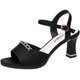 Sandals 2025 New Women's Versatile Summer Comfortable High Heels Women's Thick Heels One-Word Buckle Medium Heels Korean Style Fish Mouth Shoes